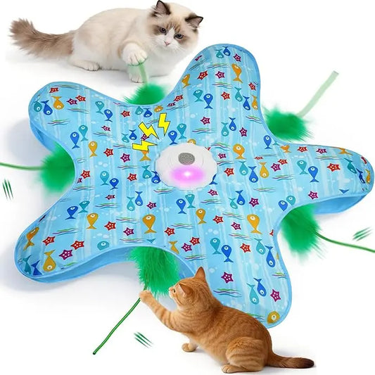 Juguete Interactivo Automático para Gatos | Recargable por USB con 2 Varitas, 3 Modos de Juego, Sonidos Realistas y Apagado Inteligente