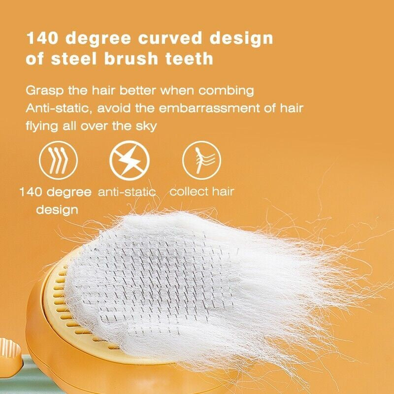 Pet Pumpkin Brush, Pet Grooming Self Cleaning Slicker Brush for Dogs Cats Puppy Rabbit, Cat Brush Grooming Gently Removes Loose Undercoat, Mats Tangled Hair Slicker Brush