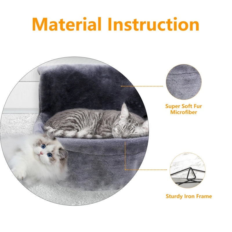 Cat Radiator Bed Warm Winter Basket Faux Fur Kitten Cradle Dog Hammock Puppy Pet