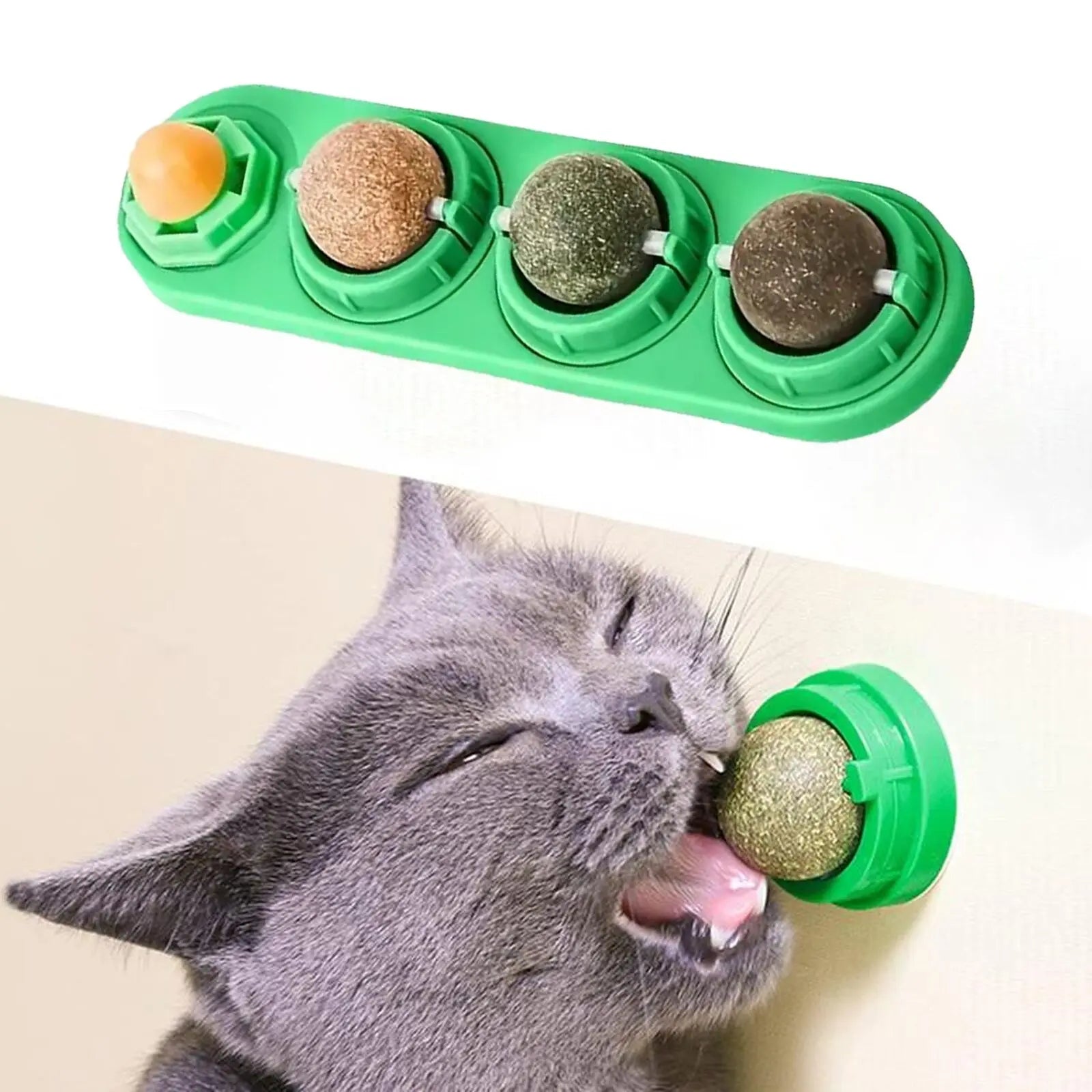 Pack de 4 Bolas de Catnip y Silvervine para Gatos | Juguetes Naturales para Limpiar los Dientes, Reducir el Estrés y Estimular el Juego