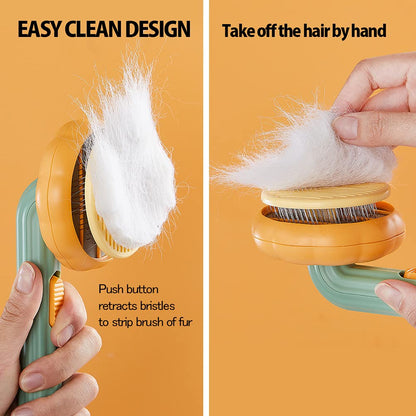 Pet Pumpkin Brush, Pet Grooming Self Cleaning Slicker Brush for Dogs Cats Puppy Rabbit, Cat Brush Grooming Gently Removes Loose Undercoat, Mats Tangled Hair Slicker Brush