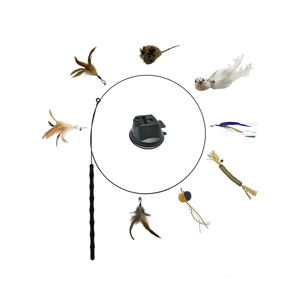 Pack 10 Juguetes para Gatos con Ventosa | Pájaros Interactivos, Plumas, Ratón, Cascabeles y Silvervine para Juegos y Cuidado Dental
