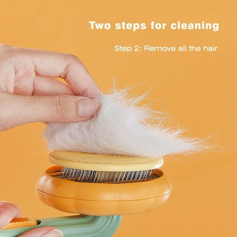 Pet Pumpkin Brush, Pet Grooming Self Cleaning Slicker Brush for Dogs Cats Puppy Rabbit, Cat Brush Grooming Gently Removes Loose Undercoat, Mats Tangled Hair Slicker Brush