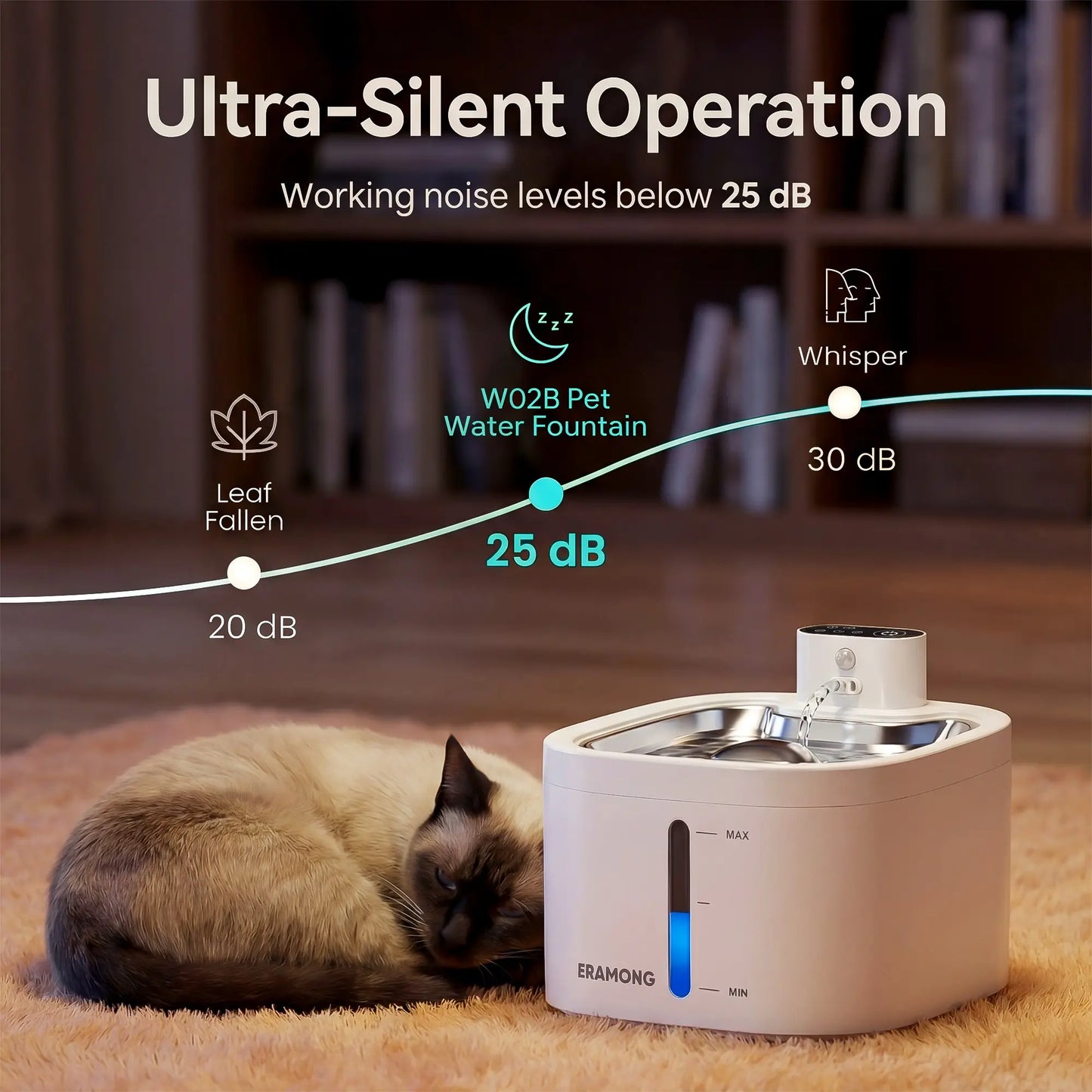 Fuente de Agua Inteligente Inalámbrica para Gatos y Perros | 3,5 L, Recargable por USB, Silenciosa y con Filtrado de Agua