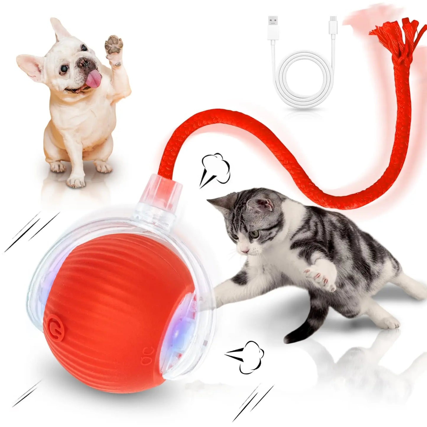 Juguete Interactivo Automático para Perros y Gatos PetPulse | Pelota Inteligente Recargable por USB con Evasión de Obstáculos y Movimiento Automático