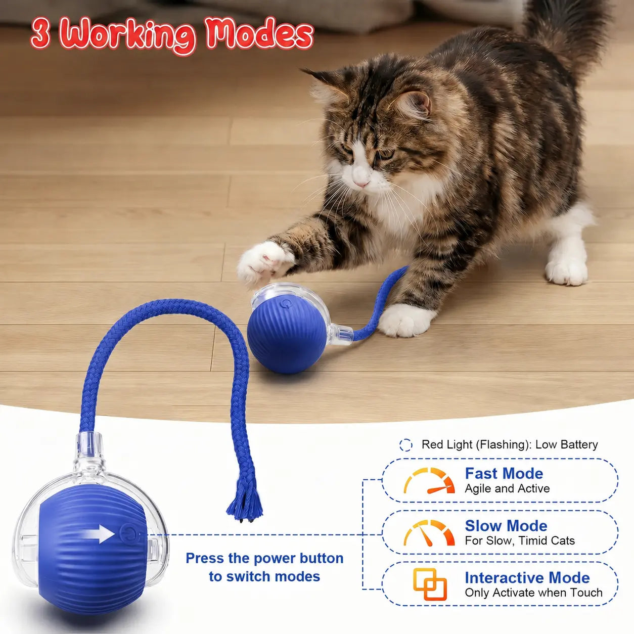 Interactive Cat Toys for Indoor Cats Agility Move Cat Balls Motion Activated Cat Balls for Bored Indoor Cats Play Alone All Day Cat'S Hunting Moment