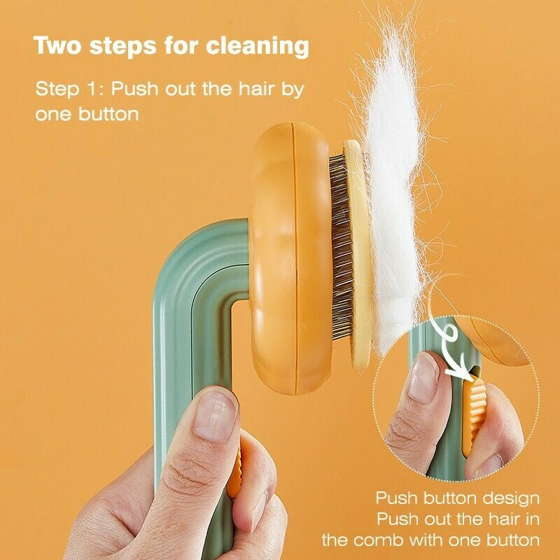 Pet Pumpkin Brush, Pet Grooming Self Cleaning Slicker Brush for Dogs Cats Puppy Rabbit, Cat Brush Grooming Gently Removes Loose Undercoat, Mats Tangled Hair Slicker Brush