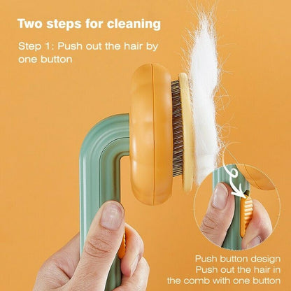 Pet Pumpkin Brush, Pet Grooming Self Cleaning Slicker Brush for Dogs Cats Puppy Rabbit, Cat Brush Grooming Gently Removes Loose Undercoat, Mats Tangled Hair Slicker Brush