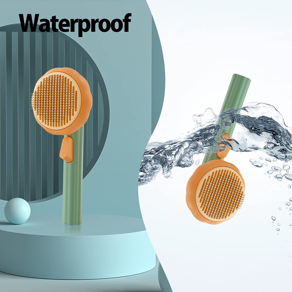 Pet Pumpkin Brush, Pet Grooming Self Cleaning Slicker Brush for Dogs Cats Puppy Rabbit, Cat Brush Grooming Gently Removes Loose Undercoat, Mats Tangled Hair Slicker Brush