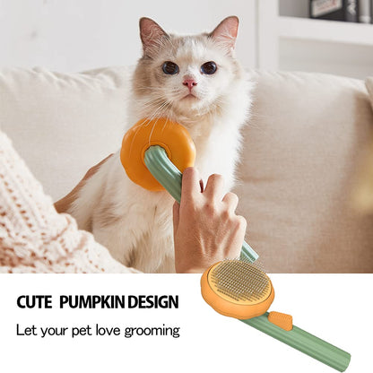 Pet Pumpkin Brush, Pet Grooming Self Cleaning Slicker Brush for Dogs Cats Puppy Rabbit, Cat Brush Grooming Gently Removes Loose Undercoat, Mats Tangled Hair Slicker Brush