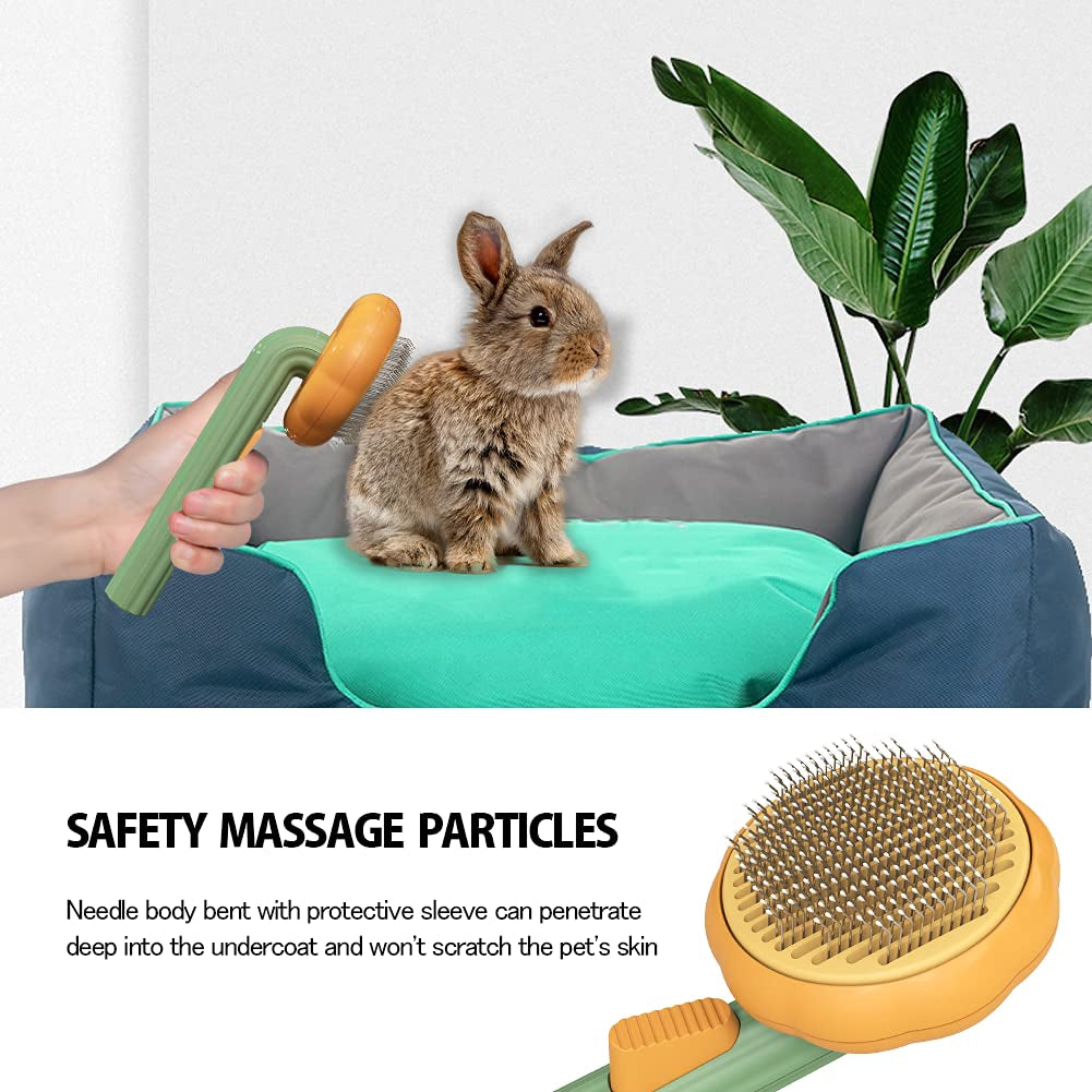Pet Pumpkin Brush, Pet Grooming Self Cleaning Slicker Brush for Dogs Cats Puppy Rabbit, Cat Brush Grooming Gently Removes Loose Undercoat, Mats Tangled Hair Slicker Brush
